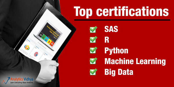 Top certifications, SAS, R, Python