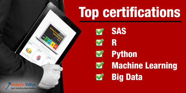 Top certifications for SAS, R, Python, Machine Learning or Big Data