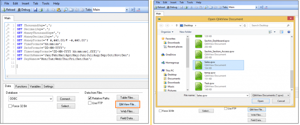 Binary Load, Qlikview