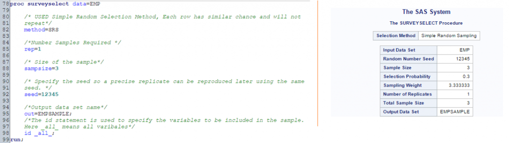 Sample, Proc Surveyselect, SAS